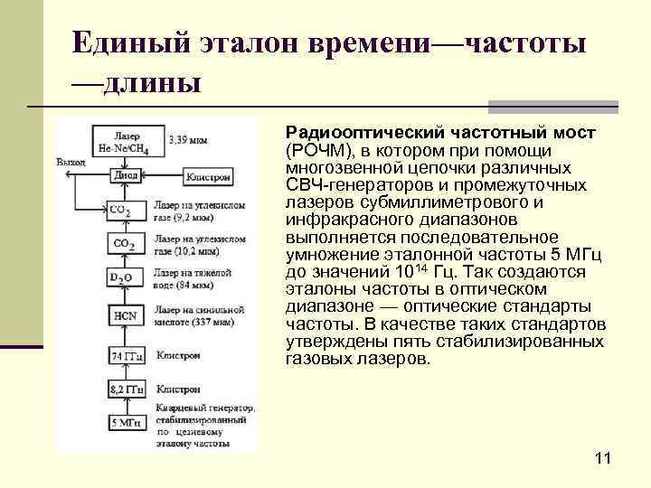Единый эталон времени—частоты —длины   Радиооптический частотный мост   (РОЧМ), в котором