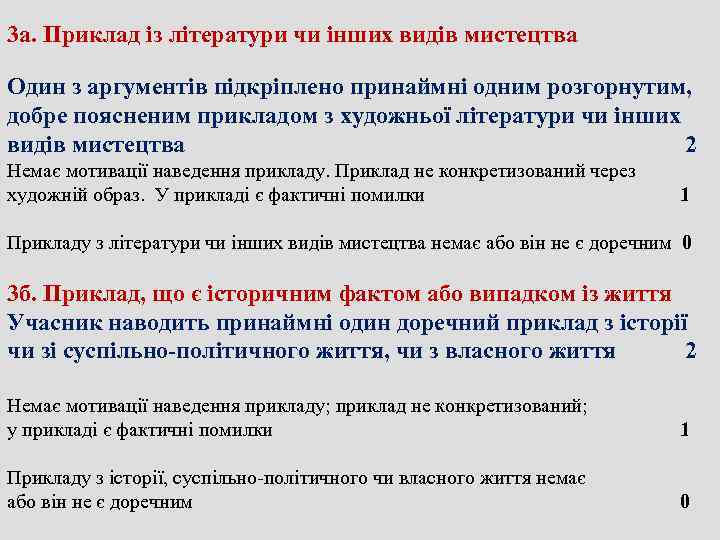3 а. Приклад із літератури чи інших видів мистецтва  Один з аргументів підкріплено