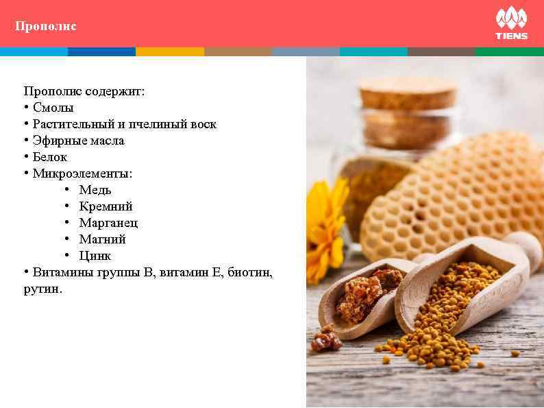 Прополис ZINC and  its influence on human body  Прополис содержит: • Смолы