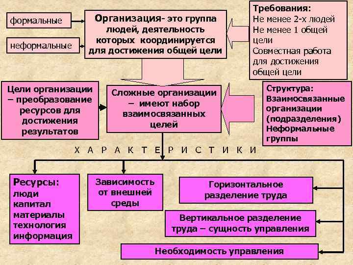      Требования: формальные   Организация- это группа  