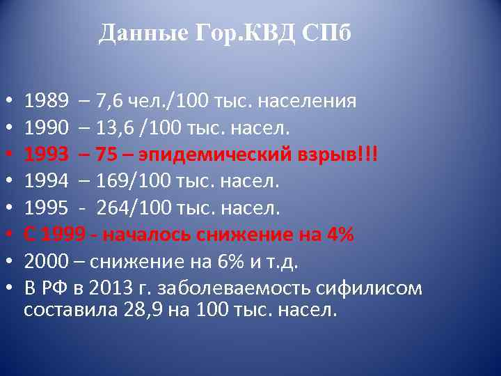   Данные Гор. КВД СПб  •  1989 – 7, 6 чел.