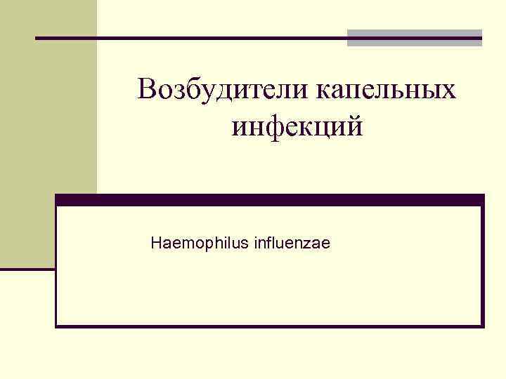 Возбудители капельных  инфекций  Haemophilus influenzae 
