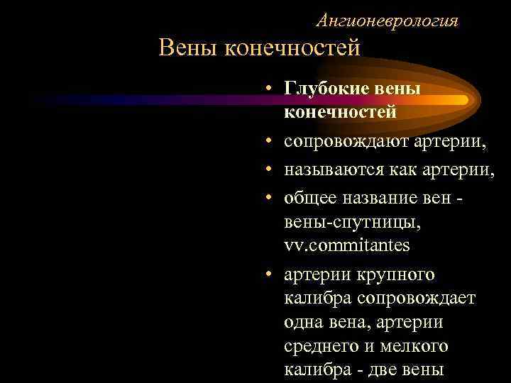 Ангионеврология Вены конечностей • Глубокие вены конечностей • сопровождают артерии, • называются как артерии,