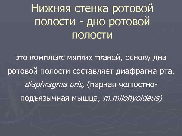 Нижняя стенка ротовой полости - дно ротовой полости это комплекс мягких тканей, основу дна