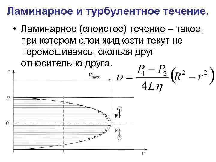 Ламинарное и турбулентное течение. • Ламинарное (слоистое) течение – такое, при котором слои жидкости