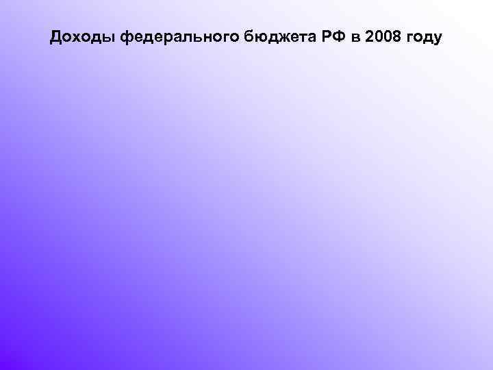 Доходы федерального бюджета РФ в 2008 году 