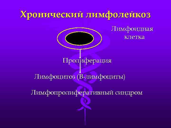 Хронический лимфолейкоз Лимфоидная клетка Пролиферация Лимфоцитоз (В-лимфоциты) Лимфопролиферативный синдром 