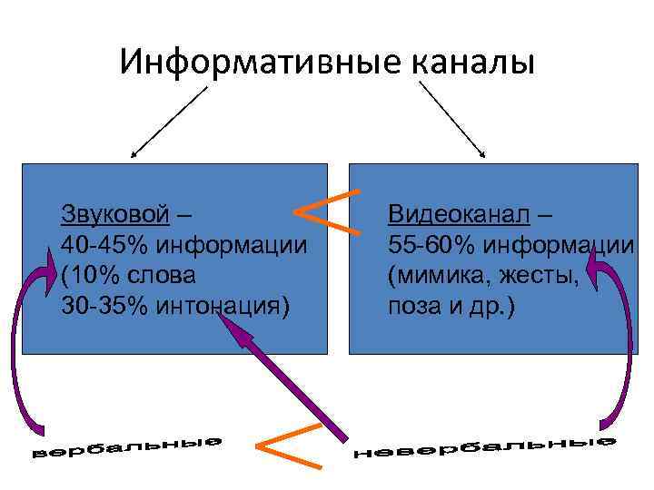   Информативные каналы  Звуковой –   Видеоканал – 40 -45% информации