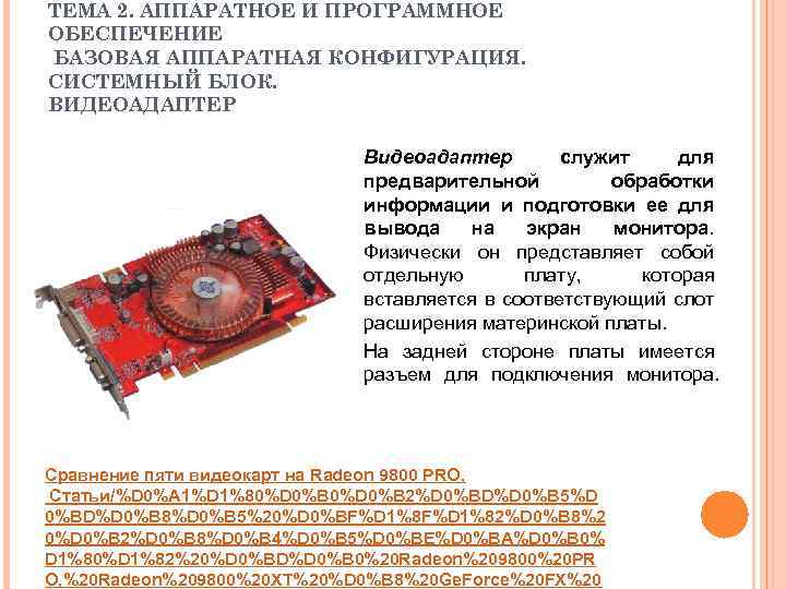 Видеокарта базовый видеоадаптер