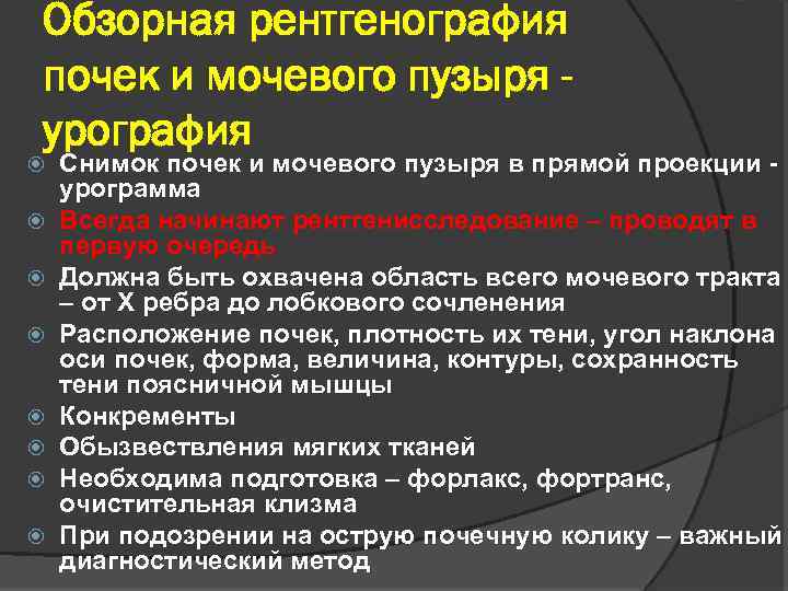 Обзорная рентгенография почек и мочевого пузыря урография Снимок почек и мочевого пузыря в прямой