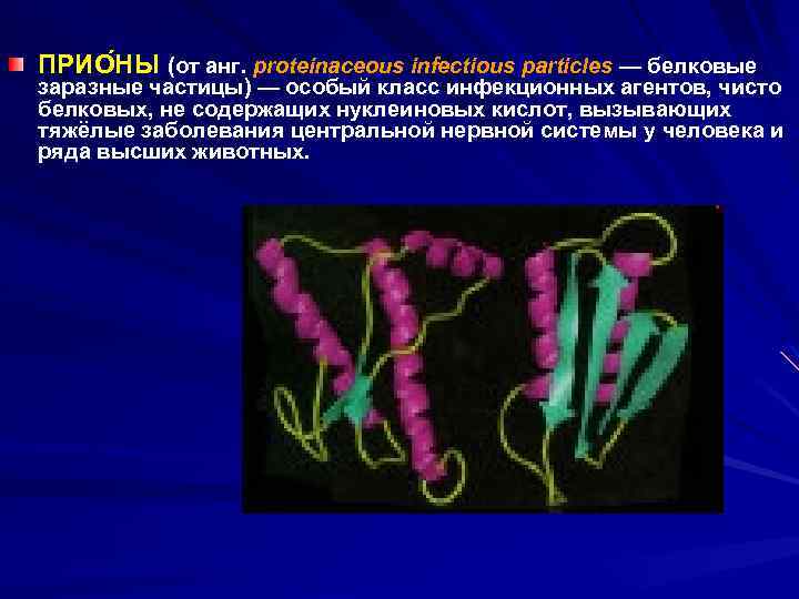 ПРИО НЫ (от анг. proteinaceous infectious particles — белковые заразные частицы) — особый класс