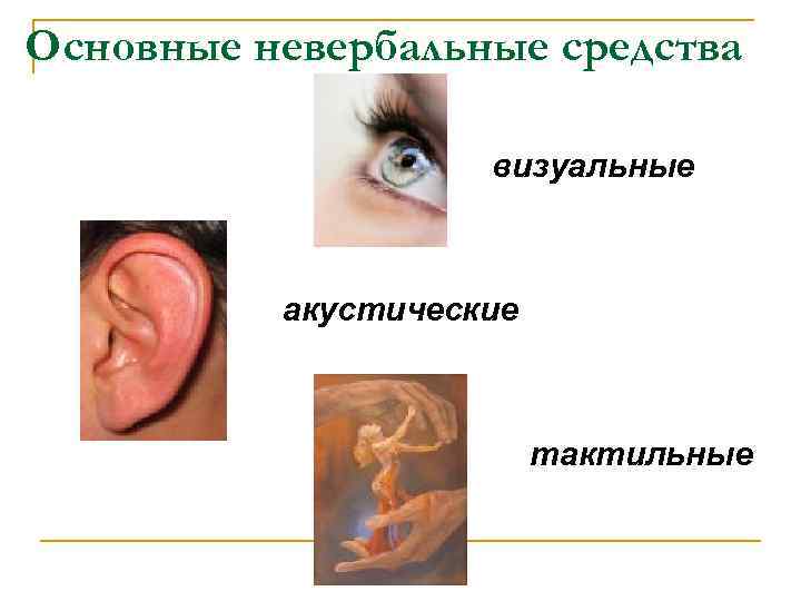 Основные невербальные средства визуальные акустические тактильные 