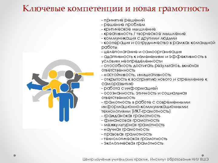 Ключевые компетенции и новая грамотность     - принятие решений  