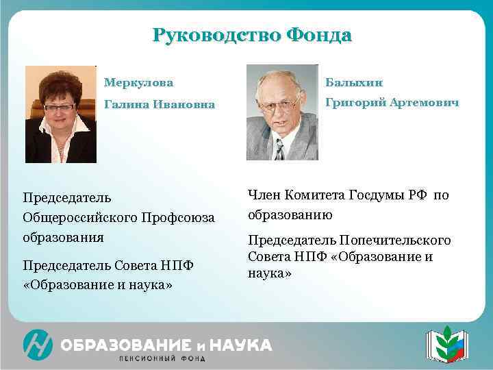  Дополнительная негосударственная пенсия    Руководство Фонда   Меркулова  