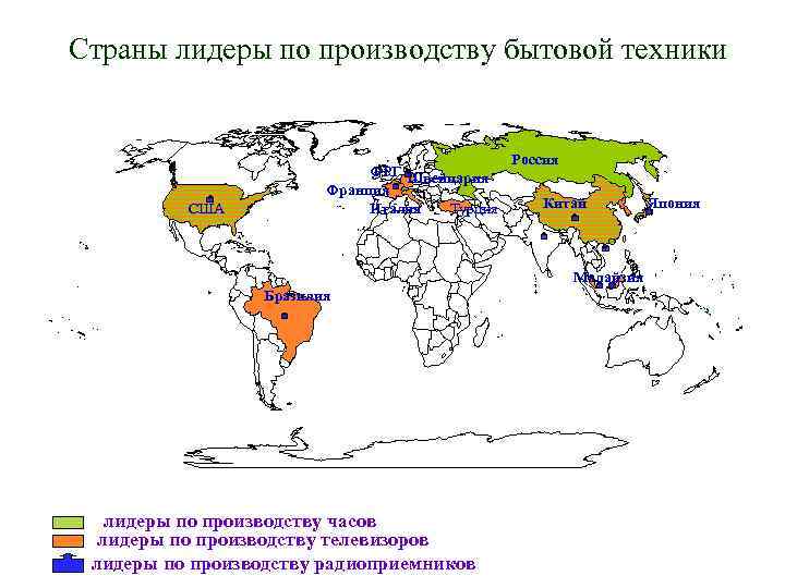 Страны лидеры по производству бытовой техники США ФРГ Швейцария Франция Италия Турция Россия Китай