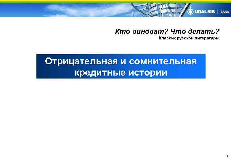 Кто виноват? Что делать? Классик русской литературы Отрицательная и сомнительная кредитные истории 1 