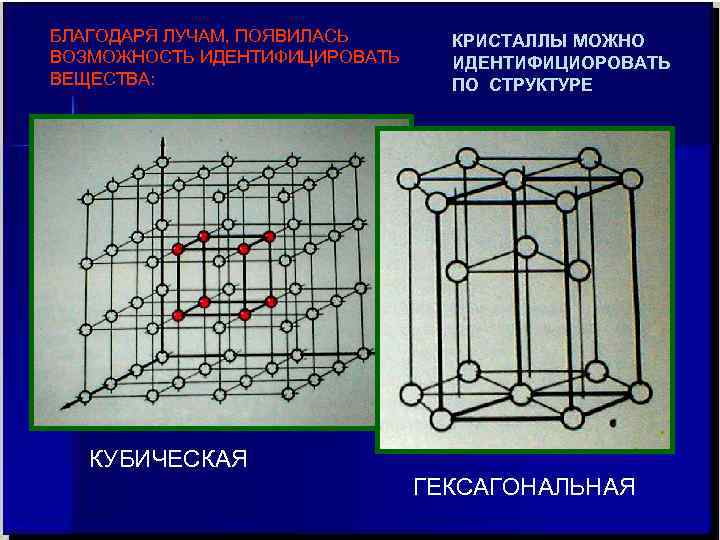 БЛАГОДАРЯ ЛУЧАМ, ПОЯВИЛАСЬ  КРИСТАЛЛЫ МОЖНО ВОЗМОЖНОСТЬ ИДЕНТИФИЦИРОВАТЬ ИДЕНТИФИЦИОРОВАТЬ ВЕЩЕСТВА:    