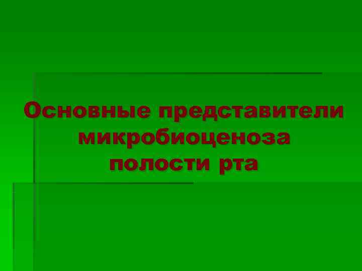 Основные представители  микробиоценоза  полости рта 