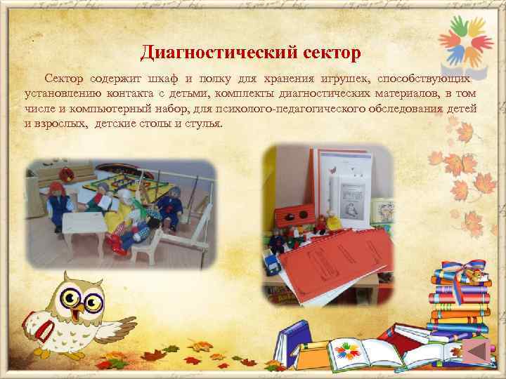     Диагностический сектор Сектор содержит шкаф и полку для хранения игрушек,