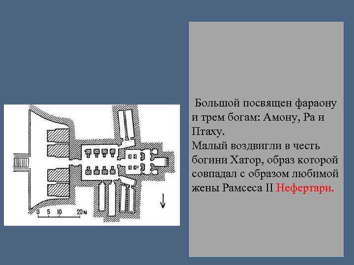  Большой посвящен фараону и трем богам: Амону, Ра и Птаху. Малый воздвигли в