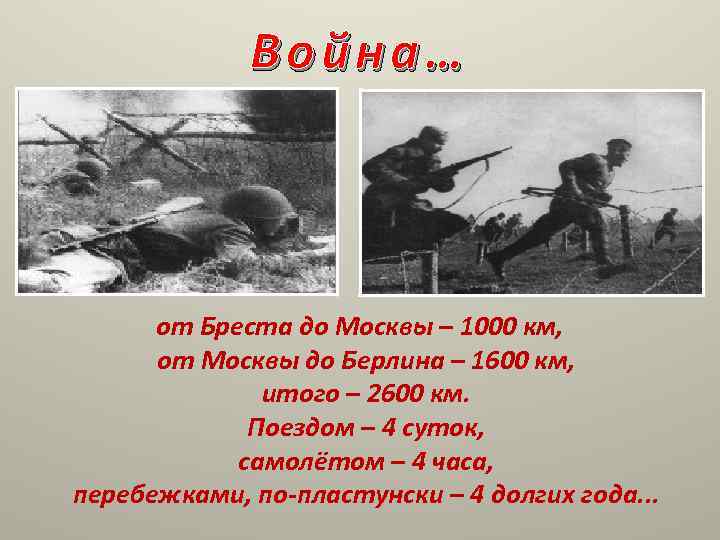    Война…   от Бреста до Москвы – 1000 км, 