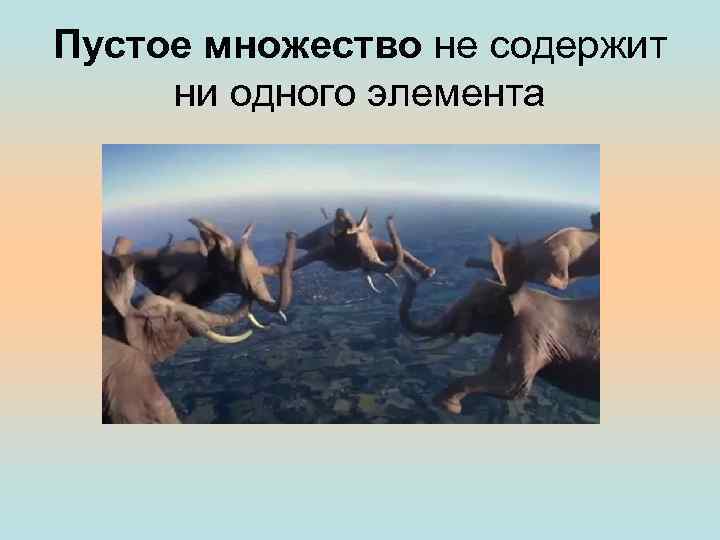 Пустое множество не содержит  ни одного элемента 