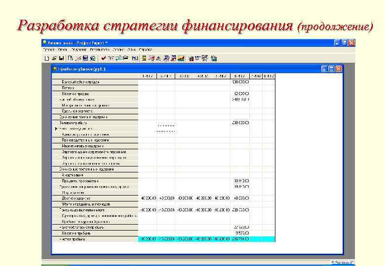Разработка стратегии финансирования (продолжение) 