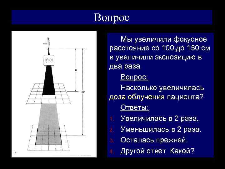 Вопрос Мы увеличили фокусное расстояние со 100 до 150 см и увеличили экспозицию в