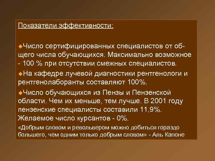 Показатели эффективности: u. Число сертифицированных специалистов от общего числа обучающихся. Максимально возможное - 100