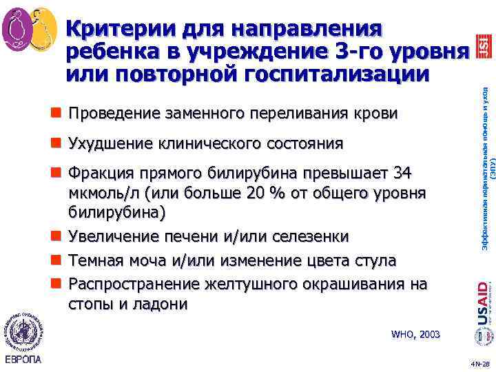 n Проведение заменного переливания крови n Ухудшение клинического состояния n Фракция прямого билирубина превышает
