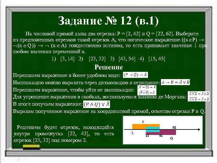    Задание № 12 (в. 1)  На числовой прямой даны два