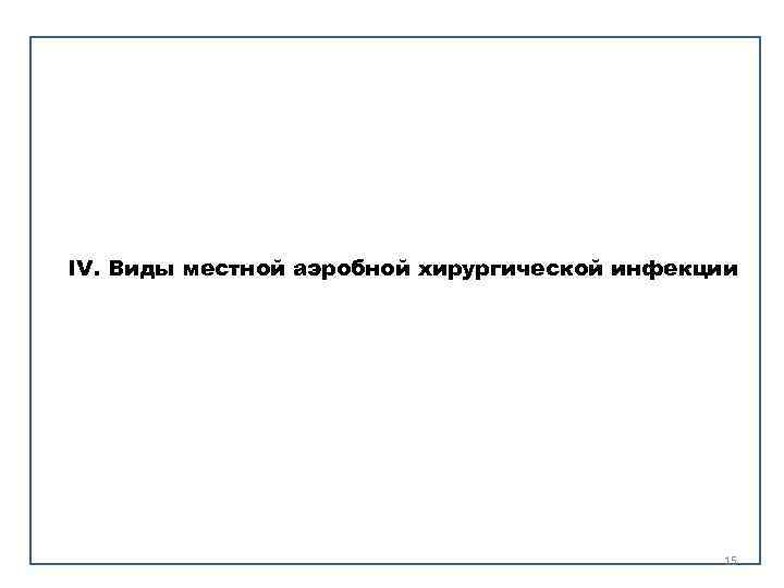 IV. Виды местной аэробной хирургической инфекции     15 
