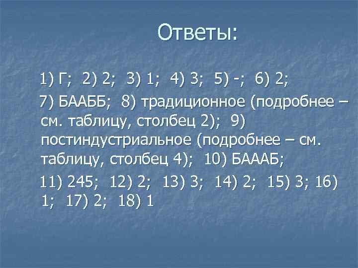     Ответы:  1) Г; 2) 2; 3) 1; 4) 3;