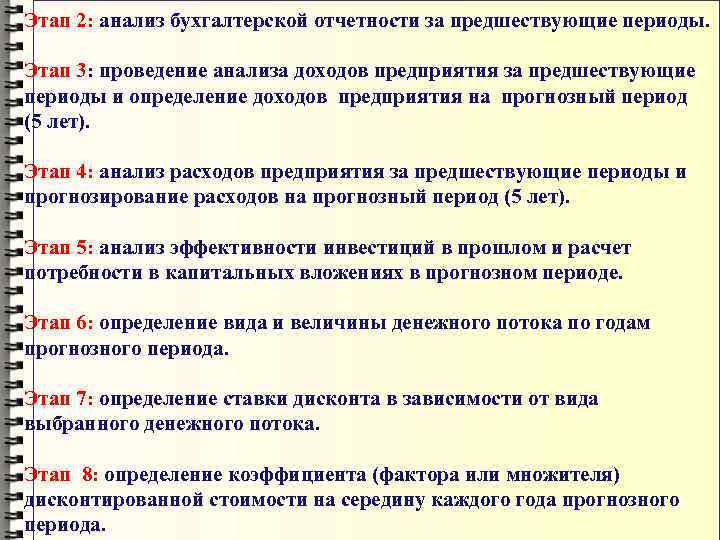 Этап 2: анализ бухгалтерской отчетности за предшествующие периоды.  Этап 3: проведение анализа доходов