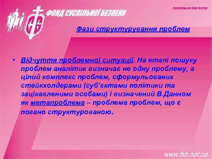     Фази структурування проблем • Відчуття проблемної ситуації. На етапі пошуку