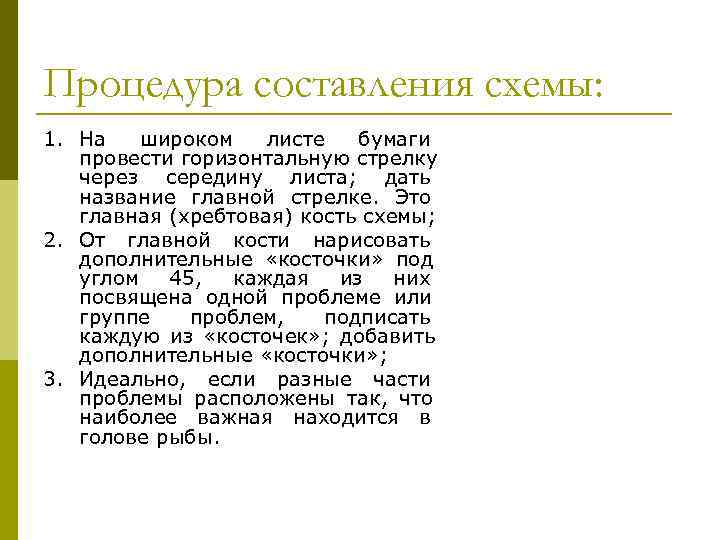 Процедура составления схемы: 1. На  широком  листе  бумаги  провести горизонтальную