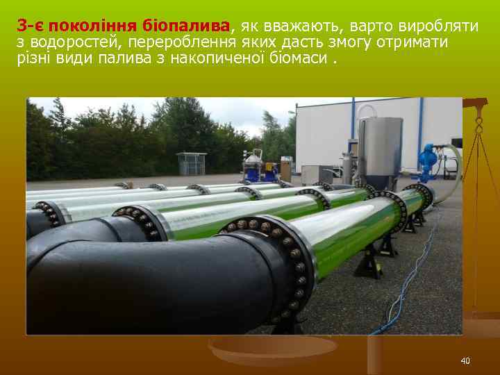 3 -є покоління біопалива, як вважають, варто виробляти з водоростей, перероблення яких дасть змогу