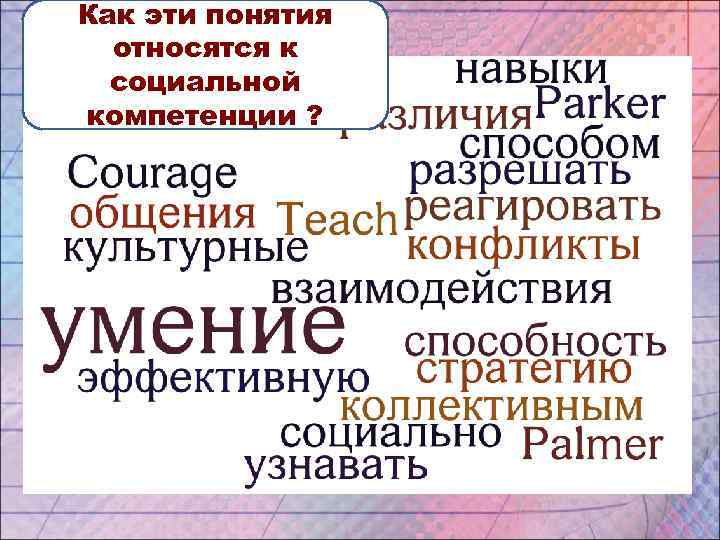 Как эти понятия  относятся к  социальной компетенции ? 