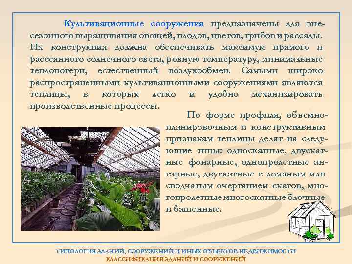 Культивационные сооружения предназначены для внесезонного выращивания овощей, плодов, цветов, грибов и рассады. Их конструкция