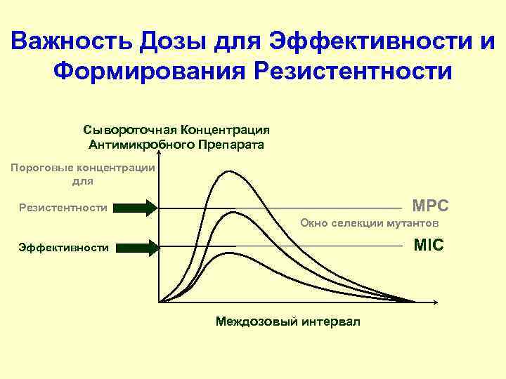 Важность Дозы для Эффективности и  Формирования Резистентности   Сывороточная Концентрация  