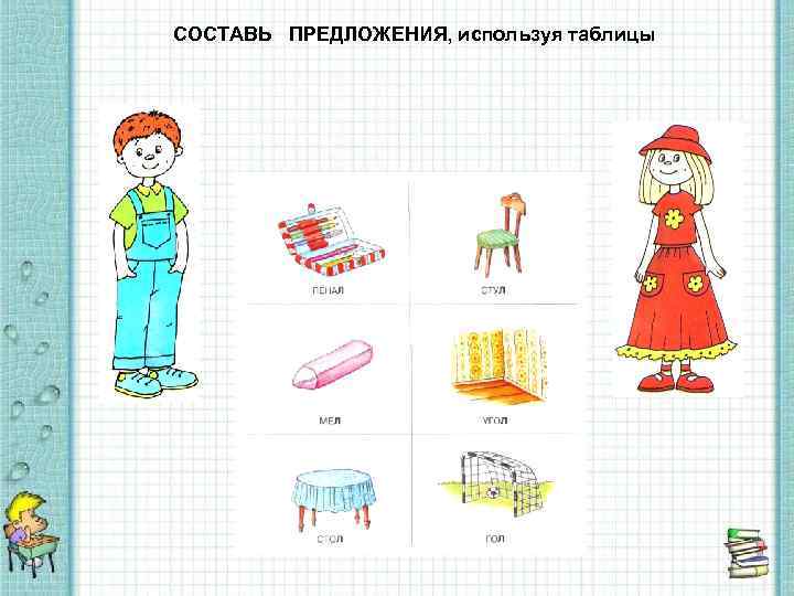 СОСТАВЬ ПРЕДЛОЖЕНИЯ, используя таблицы 