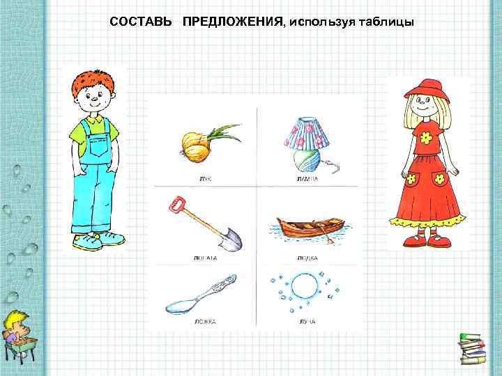 СОСТАВЬ ПРЕДЛОЖЕНИЯ, используя таблицы 