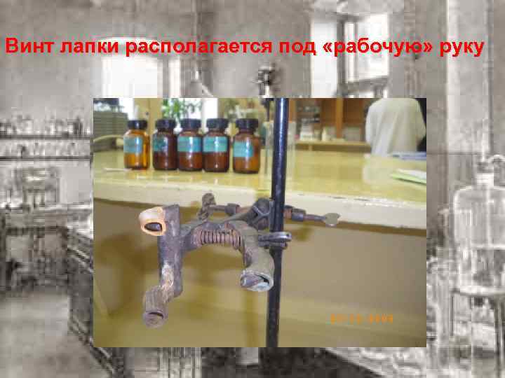 Винт лапки располагается под «рабочую» руку 