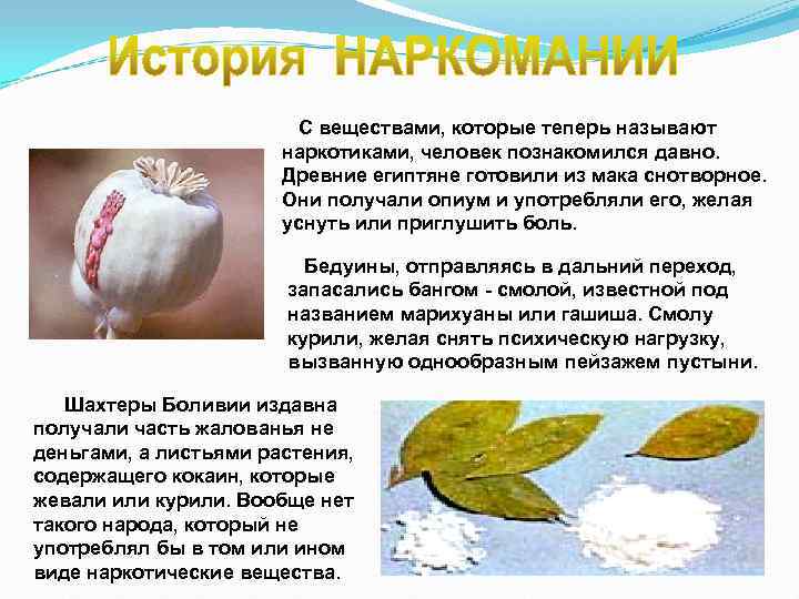 С веществами, которые теперь называют наркотиками, человек С веществами, которые теперь называют наркотиками, человек