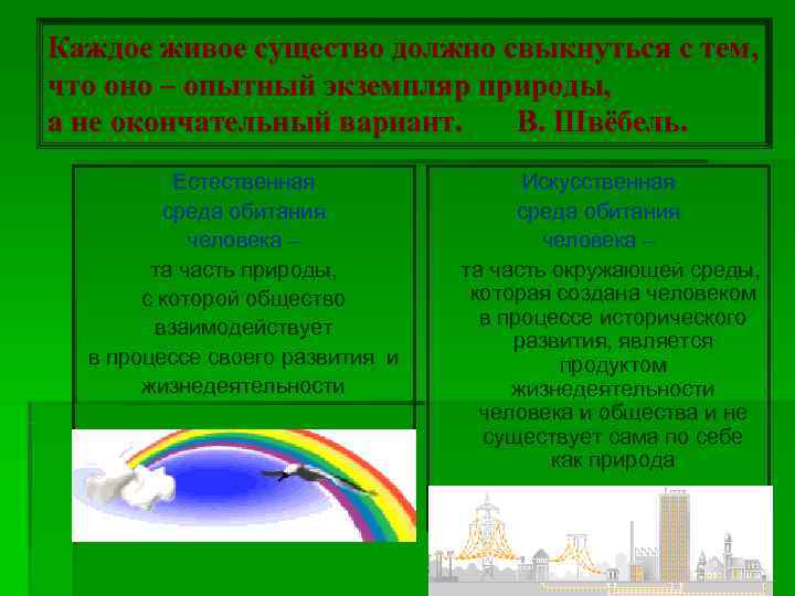 Каждое живое существо должно свыкнуться с тем, что оно – опытный экземпляр природы, а