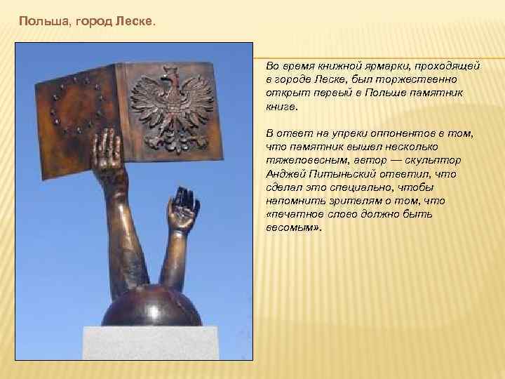 Польша, город Леске.      Во время книжной ярмарки, проходящей 