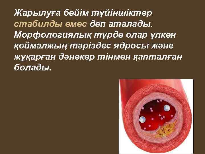 Жарылуға бейім түйіншіктер стабилды емес деп аталады. Морфологиялық түрде олар үлкен қоймалжың тәріздес ядросы