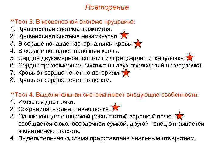     Повторение **Тест 3. В кровеносной системе прудовика: 1. Кровеносная система