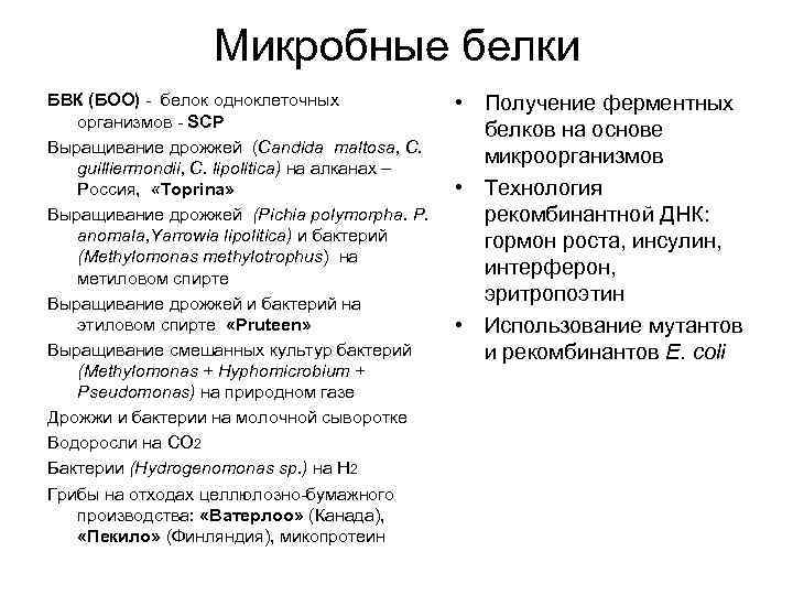 Микробные белки БВК (БОО) - белок одноклеточных организмов - SCP Выращивание дрожжей (Candida maltosa,