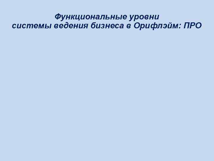   Функциональные уровни системы ведения бизнеса в Орифлэйм: ПРО 